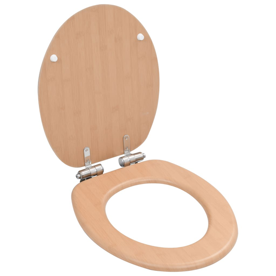 vidaXL toiletsæde med soft close-låg MDF bambusdesign