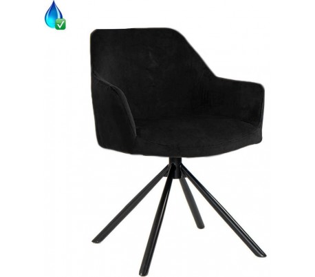 Davie rotérbar Spisebordsstol i velour H85 cm - Sort/Sort