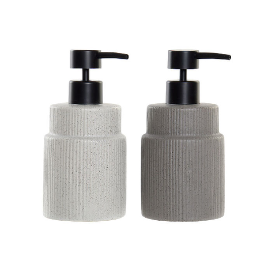 Sæbedispenser DKD Home Decor Mørkegrå Lysegrå PVC Stentøj (8 x 8 x 16,5 cm) (2 enheder)