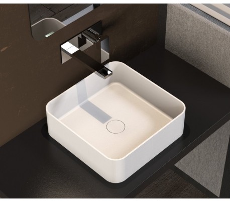 Ideavit Solidthin bordmonteret håndvask 40 x 40 cm Solid surface - Mat hvid