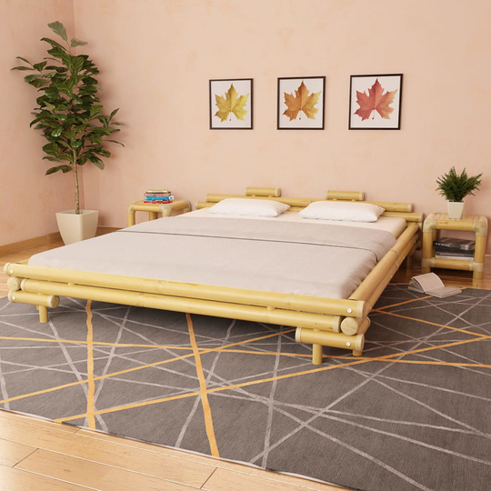 vidaXL bambusseng med 2 sengeborde naturfarvet 180 x 200 cm