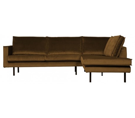 Rodeo Hjørnesofa højrevendt i velour 266 x 213 cm - Honninggul