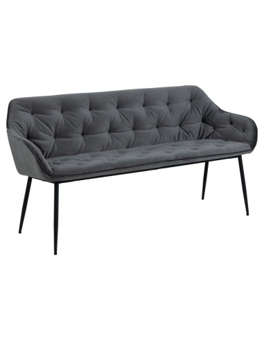 Brooke spisebænk i velour og metal B160 cm - Sort/Mørkegrå