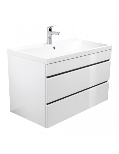 Felini komplet badmiljø i mdf og mineralsten H60,4 x B91 cm - Hvid højglans