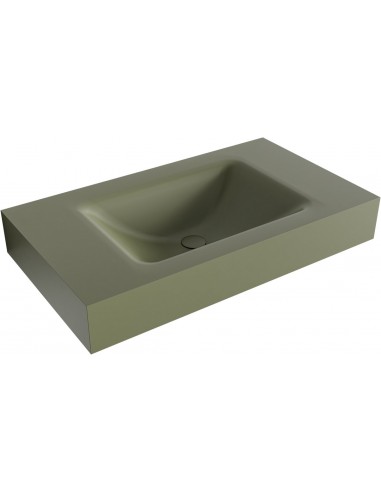 CLOUD væghængt håndvask 80 x 46 cm Solid surface - Armygrøn