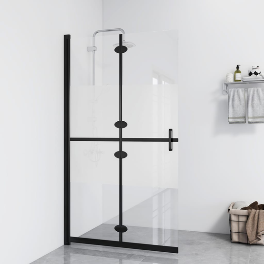 vidaXL foldbar brusevæg 120x190 cm halvt matteret sikkerhedsglas