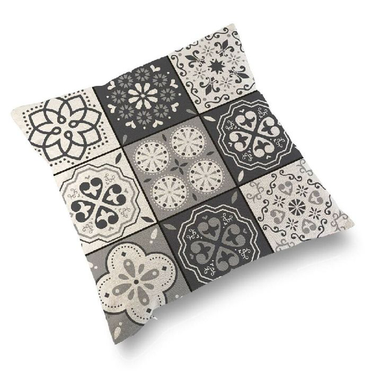 Pude med fyld Versa Mosaik Grå Polyester (15 x 45 x 45 cm)