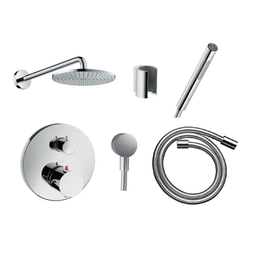 Hansgrohe AXOR Starck Komplet Brusesystem t/Indbygning m/Vægmonteret hovedbruser, Krom