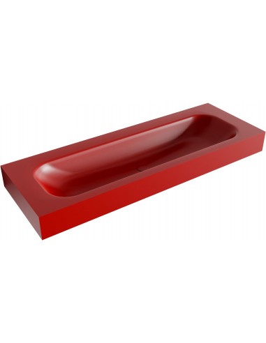 BIG LARGE væghængt håndvask 130 x 46 cm Solid surface - Rød