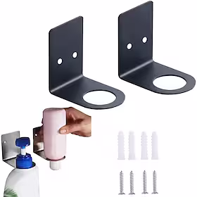 2 stk sæbeflaske dispenser holder vægmonteret, håndpumpe flasker dispenser stativ hængestativ shampoo stående hylde opbevaring holder beslag til badeværelse kø