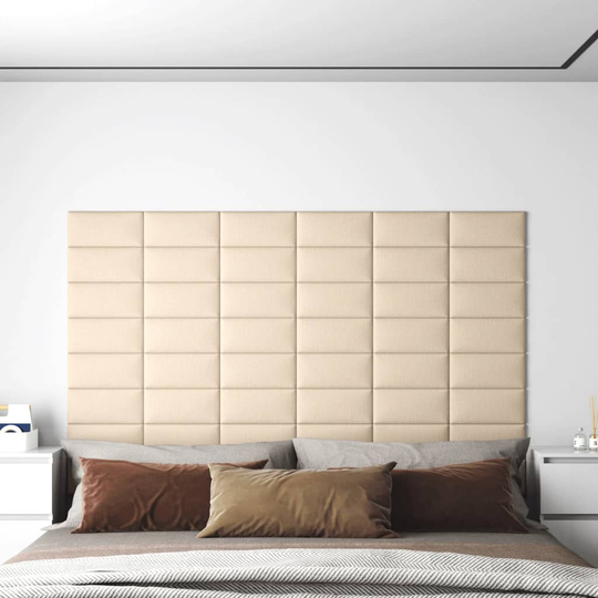 vidaXL vægpaneler 12 stk. 30x15 cm 0,54 m² stof cremefarvet