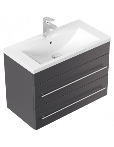 Portus komplet badmiljø i mdf og keramik H52,5 x B71 cm - Antracit højglans