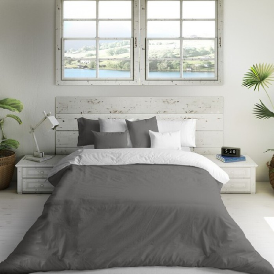 Nordisk cover Naturals Two Colors Hvid Grå UK super king size seng (270 x 270 cm)