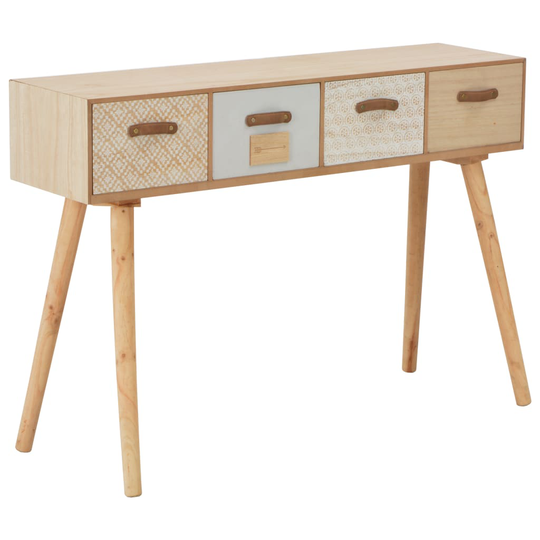 vidaXL konsolbord med 4 skuffer 110 x 30 x 75 cm massivt fyrretræ