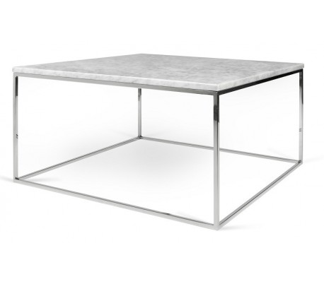 TemaHome Gleam sofabord i metal og marmor 75 x 75 cm - Krom/Hvid marmor
