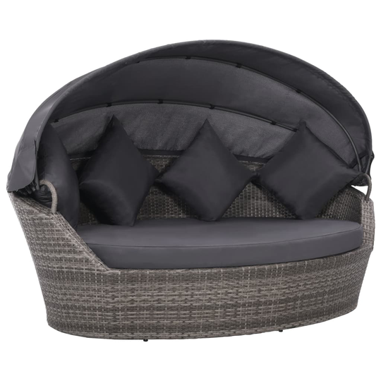vidaXL solseng med baldakin brun 200 x 120 cm polyrattan