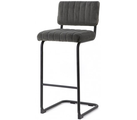 Barstol i velour og metal H104 x B45 cm - Grå