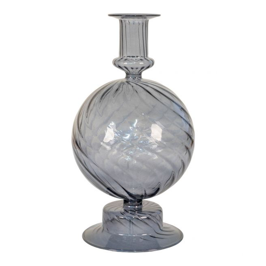 Lysestage i blå mundblæst borosilikatglas Ø12x22 cm - 4561140