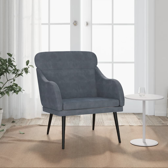 vidaXL lænestol 63x76x80 cm velour mørkegrå