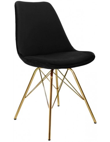 Bucket spisebordsstol i metal og velour H85 cm - Guld/Sort