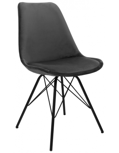 Bucket spisebordsstol i metal og velour H85 cm - Sort/Mørkegrå