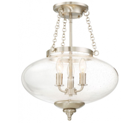 Talbott 3 Loftlampe Ø41 cm - Satineret nikkel/Klar med bobbel effekt
