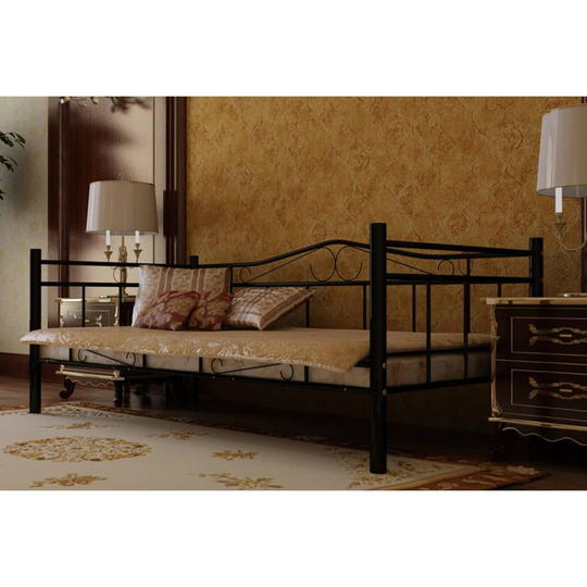 vidaXL daybed med madras i memoryskum 90x200 cm metal sort