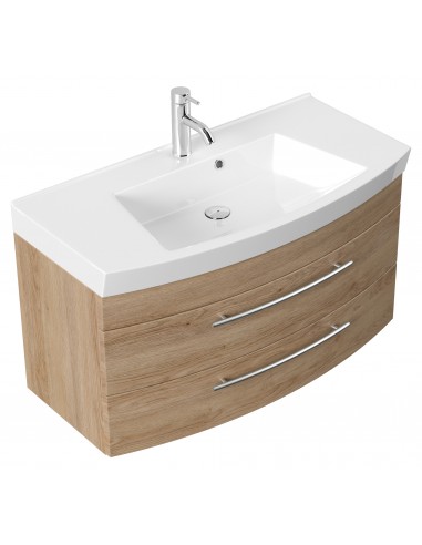 Komplet badmiljø i mdf og mineralsten H57 x B100,5 cm - Sonoma eg