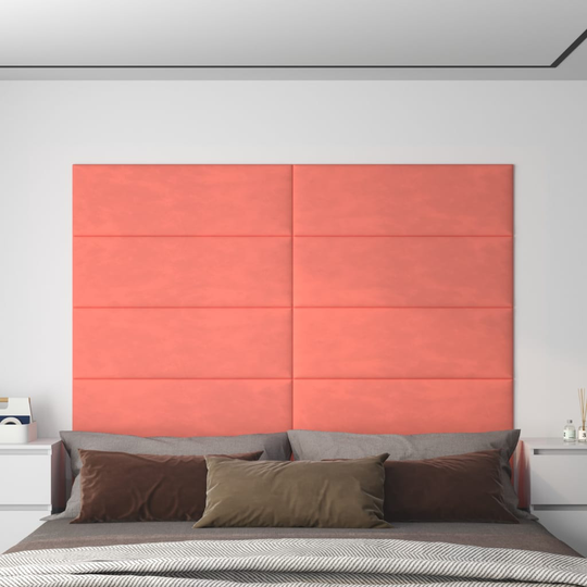 vidaXL vægpaneler 12 stk. 90x30 cm 3,24 m² fløjl lyserød