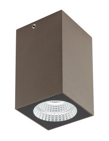 QUAD Påbygningsspot i aluminium 6 x 6 cm 1 x 3W COB LED - Mat mørkebrun