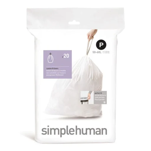 Simplehuman special tilpassede poser, 50-60 L, kode P, 20 stk., hvid