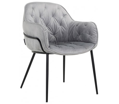 Nomi spisebordsstol i velour H82 cm - Sort/Stålgrå