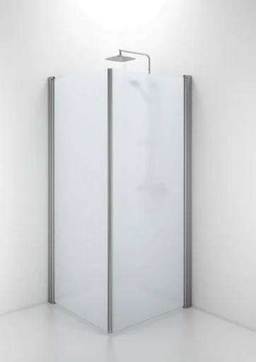 Ifö Space lige dør 90 cm, frostet glas/alu profil, m/håndtagsprofil