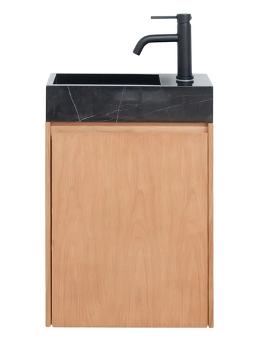 Krabi komplet badmiljø B45 cm i MDF og marmor - Eg/Sort