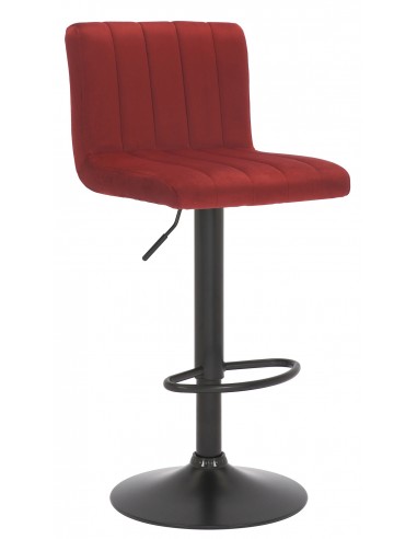 Barstol i metal og velour H85 - 106 cm - Sort/Rød