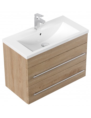 Portus komplet badmiljø i mdf og keramik H52,5 x B71 cm - Sonoma eg