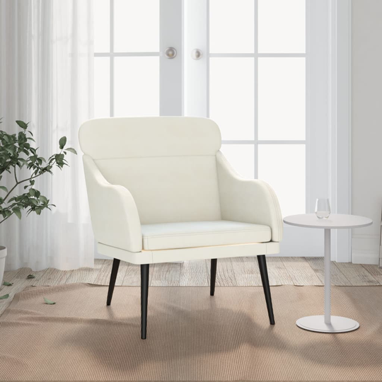 vidaXL lænestol 63x76x80 cm velour cremefarvet