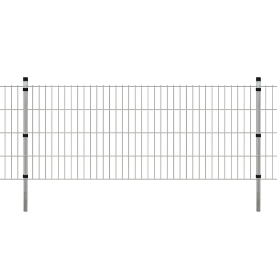 vidaXL 2D paneler og pæle til havehegn, 2008x830 mm, 48 m, sølv