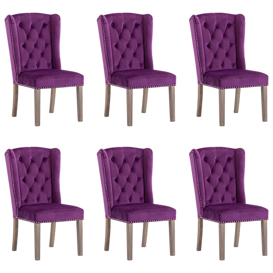 vidaXL spisebordsstole 6 stk. velour lilla
