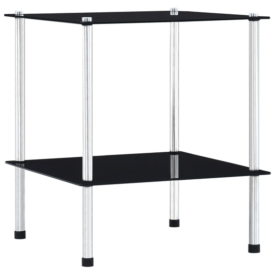 vidaXL reol 2 hylder 40x40x47 cm hærdet glas sort