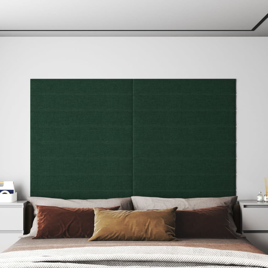vidaXL vægpaneler 12 stk. 90x15 cm 1,62 m² stof mørkegrøn
