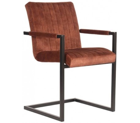 Milo spisesbordsstol i velour og metal H85 cm - Industriel sort/Rust
