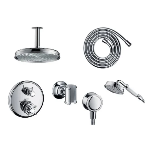Hansgrohe AXOR Montreux Komplet Brusesystem t/Indbygning m/Loftmonteret hovedbruser, Krom