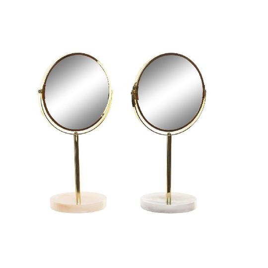 Spejl DKD Home Decor Grå Beige Gylden Metal Hvid Harpiks Lysegrå (18 x 13 x 35 cm) (2 enheder)