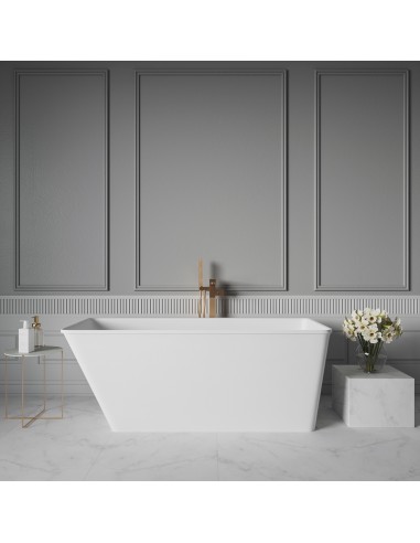ROMANO fritstående badekar 160 x 70 cm solid surface - Skinnende hvid