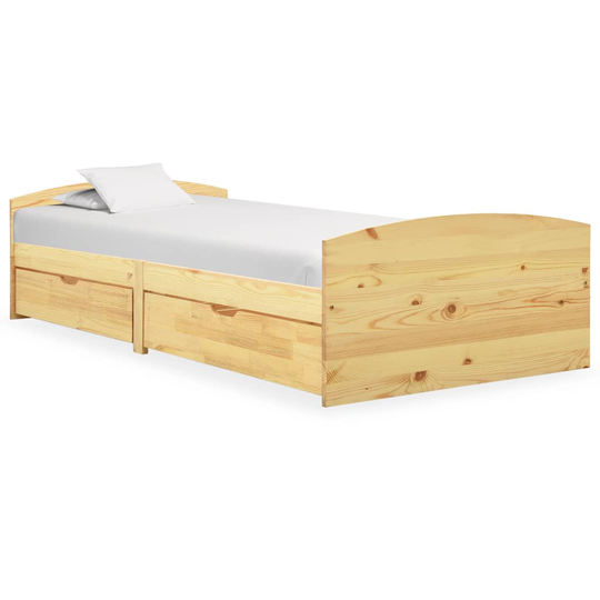vidaXL sengestel med 2 skuffer 90x200 cm massivt fyrretræ