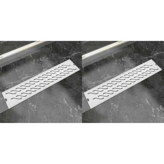 vidaXL lige bruseafløb 2 stk. Wave 530 x 140 mm rustfrit stål