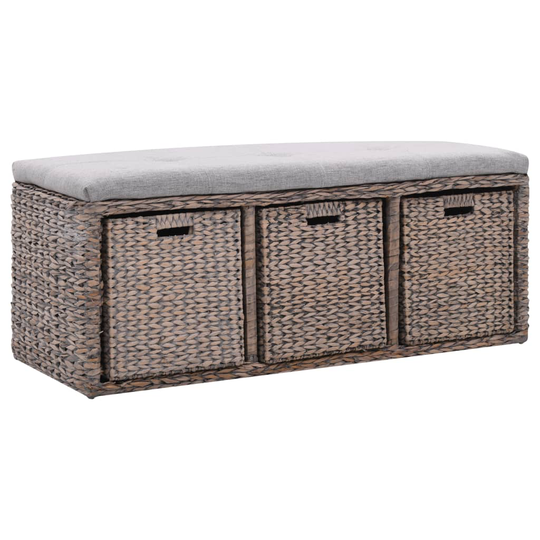 vidaXL bænk med 3 kurve søgræs 105 x 40 x 42 cm grå