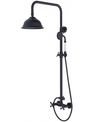 RETRO brusesæt m/termostat H90 - 128 cm - Mat sort/Hvid