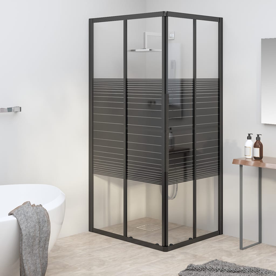 vidaXL brusekabine 80x70x180 cm sikkerhedsglas stribet sort